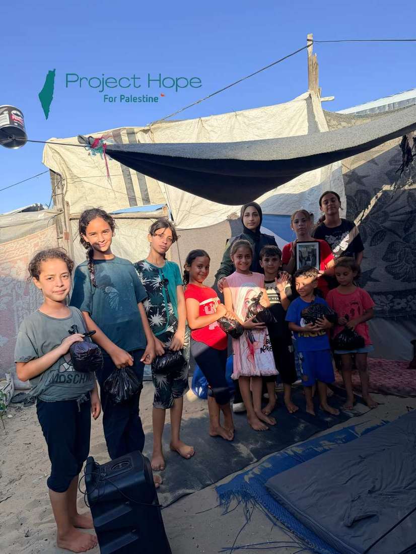 A distribution at one of the orphan camps.