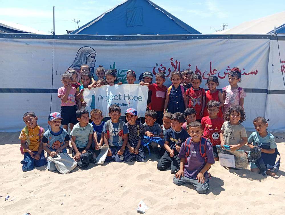 A tent classroom we equipped, with supplies delivered the same day.